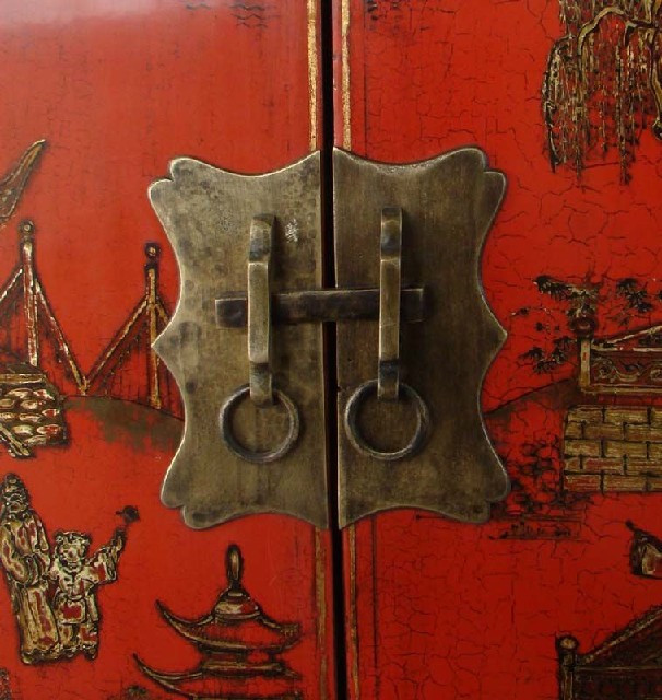 红描金中柜工厂1件|Red & gilt medium cabinet