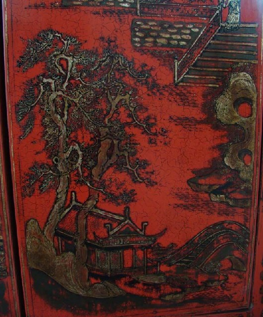 红描金中柜工厂1件|Red & gilt medium cabinet