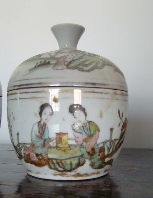 高碑店五彩人物瓷罐|Chinese antique funiture