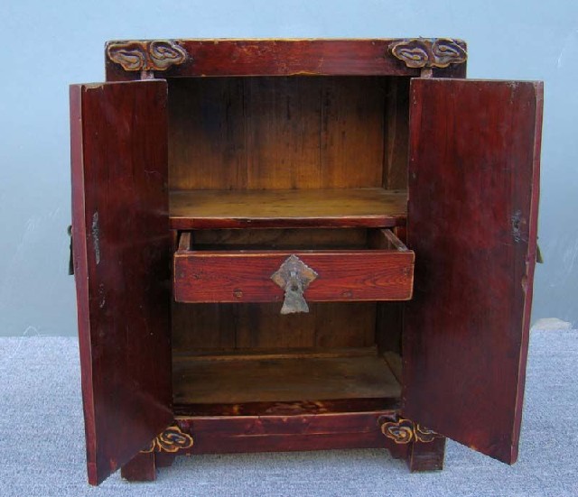 红漆二门小柜|Red-lacquered small cabinet