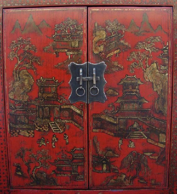 红描金小柜|Red &gilt small cabinet