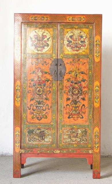 二门蒙古中柜|Mongolian cabinet w/2 drawers and 2 doors