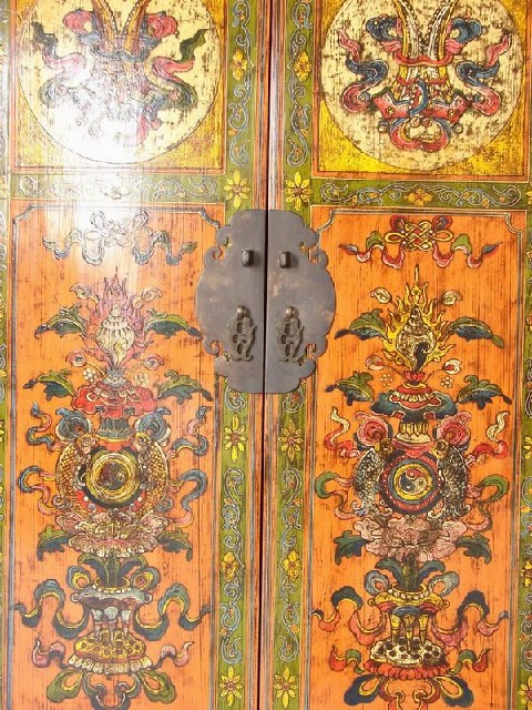 二门蒙古中柜|Mongolian cabinet w/2 drawers and 2 doors