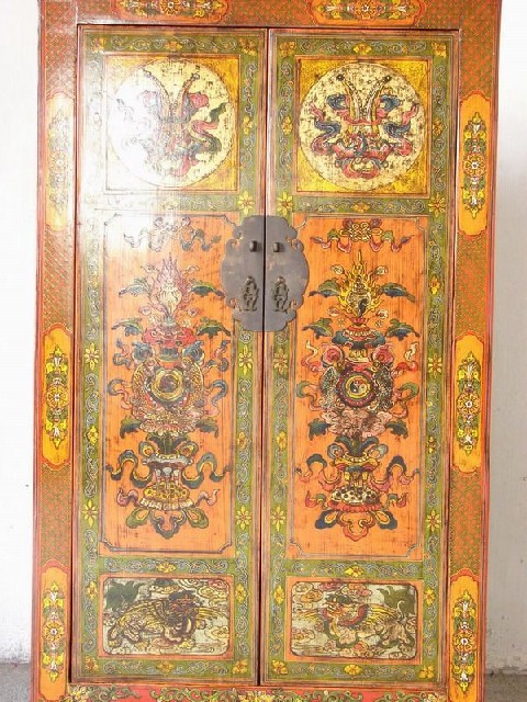 二门蒙古中柜|Mongolian cabinet w/2 drawers and 2 doors
