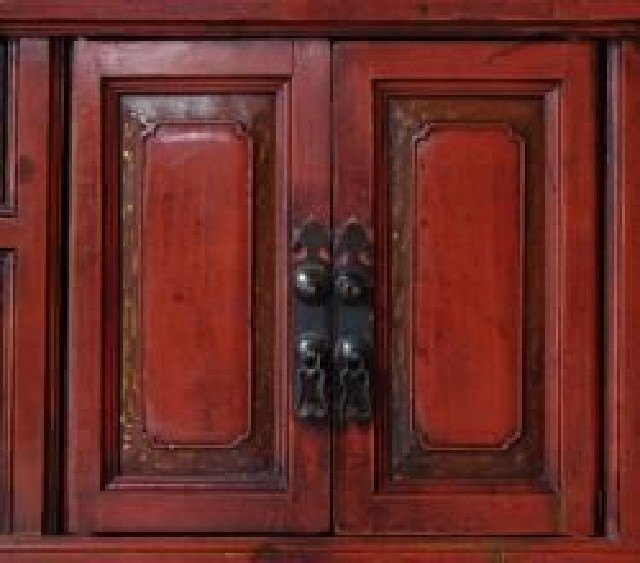 红四抽二门小柜|Red-lacquered small cabinet