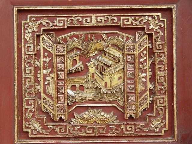 红描金雕花大柜|Red & gilt big cabinet