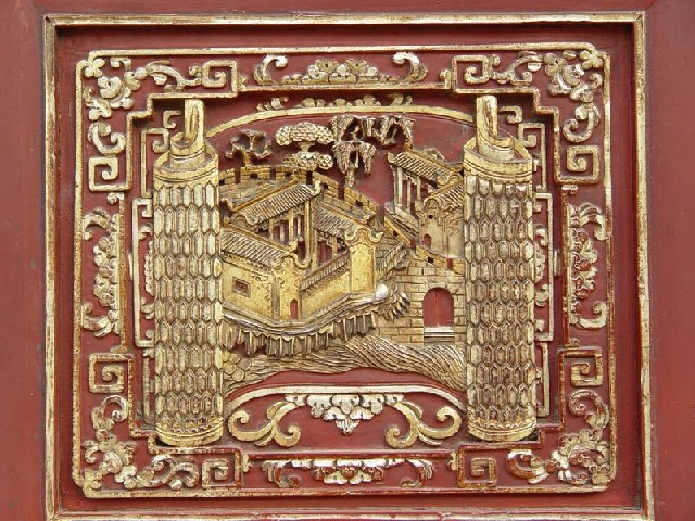 红描金雕花大柜|Red & gilt big cabinet