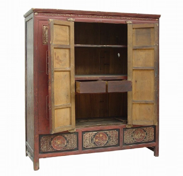 红描金雕花大柜|Red & gilt big cabinet