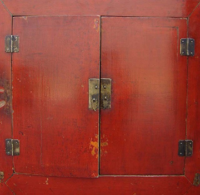 红漆二门小柜|Red-lacquered small cabinet