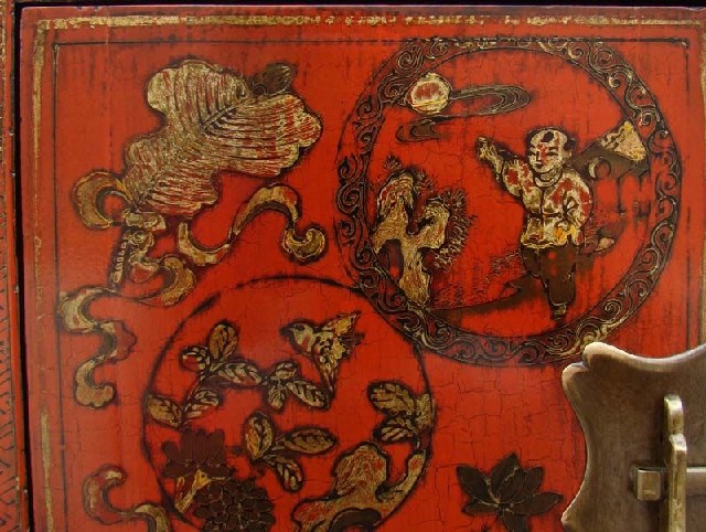 红描金小柜工厂|Red &gilt small cabinet