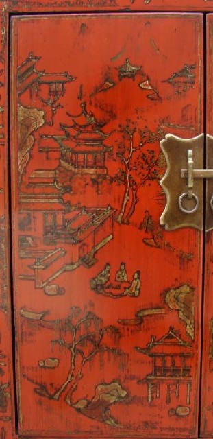 红描金小柜|Red &gilt small cabinet