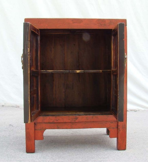 红漆二门小柜|Red-lacquered small cabinet