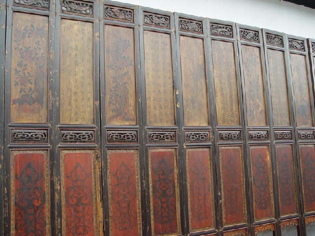 描彩门花板|Chinese antique funiture