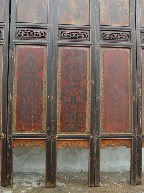 描彩门花板|Chinese antique funiture