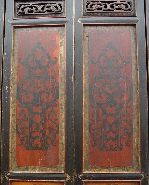 描彩门花板|Chinese antique funiture