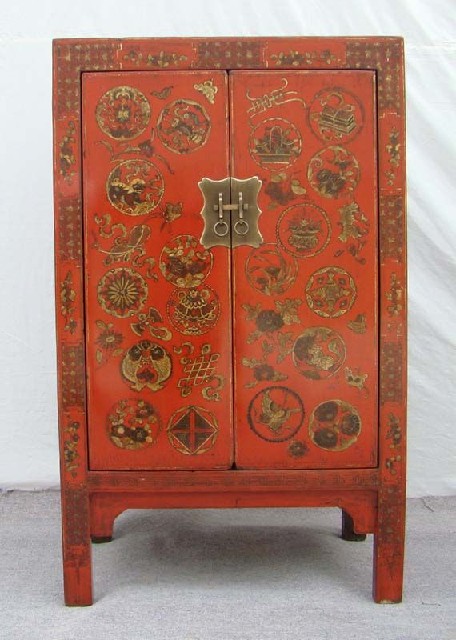 红描金中柜|Red & gilt medium cabinet