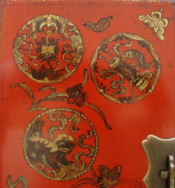 红描金中柜|Red & gilt medium cabinet