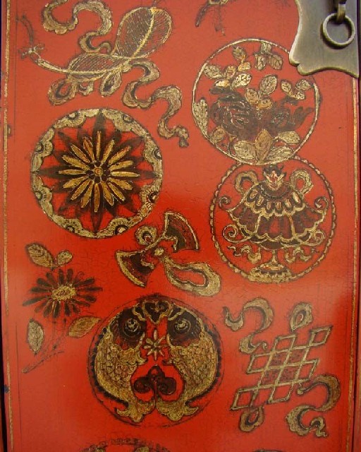 红描金中柜|Red & gilt medium cabinet