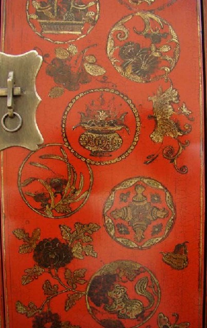红描金中柜|Red & gilt medium cabinet
