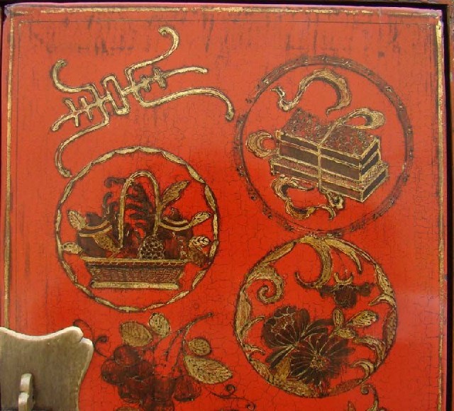 红描金中柜|Red & gilt medium cabinet