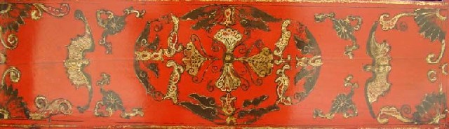 红描金连二柜工厂|red depicting a color small siamese chest with two gates