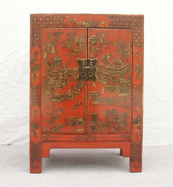 红描金小柜|Red &gilt small cabinet