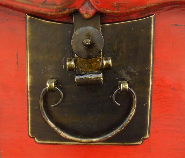 红漆二抽闷桌|red lacquer coffer with twodrawers