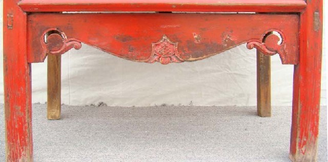 红漆二抽闷桌|red lacquer coffer with twodrawers