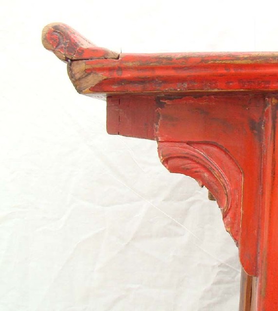 红漆二抽闷桌|red lacquer coffer with twodrawers