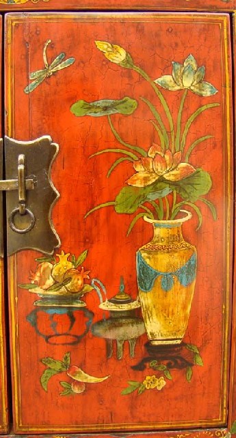 红描彩二门柜工厂|red depicting a color chest with two gates