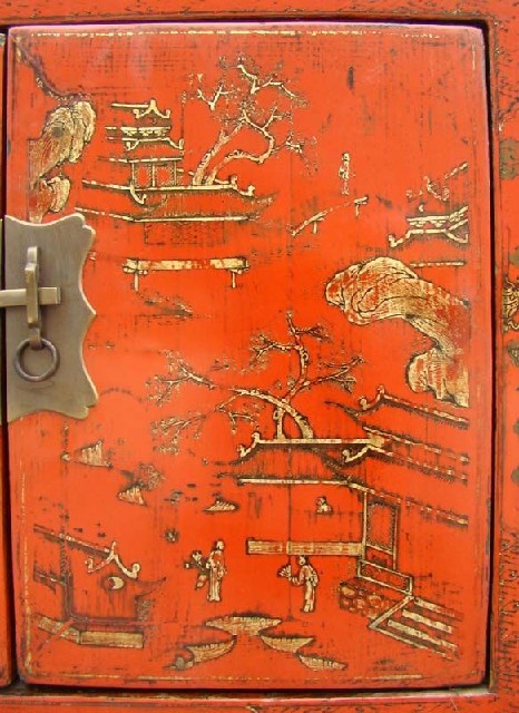 红描金二抽二门小柜工厂|red depicting a color small chest with two gates and two drawers