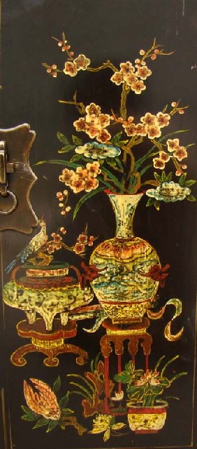 黑描彩小柜工厂|Black color depiction of the small chest