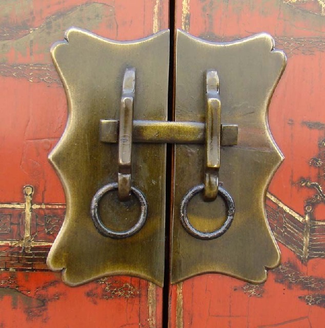 红描金四门柜工厂|red depicting a color small siamese chest with two gates