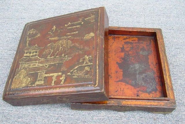 红描金方盒|red depicting a color square box