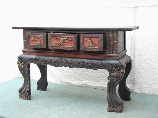 弯腿三抽供台|Bending-legs altar w/ three drawers