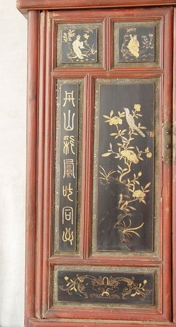 描金二门中柜工厂|Red & gilt medium cabinet