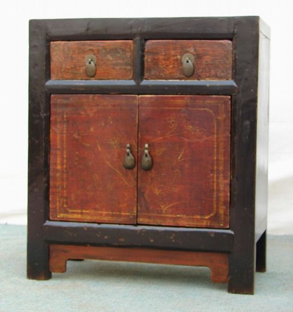 二抽二门描彩小柜|Color-painted small cabinet with two drawers and two doors