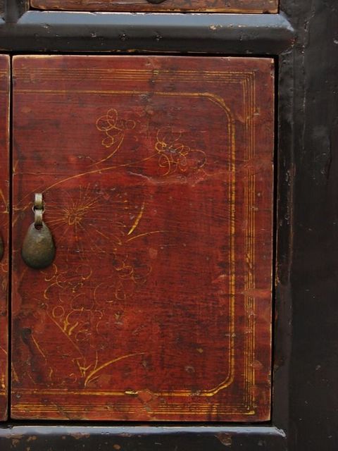 二抽二门描彩小柜|Color-painted small cabinet with two drawers and two doors
