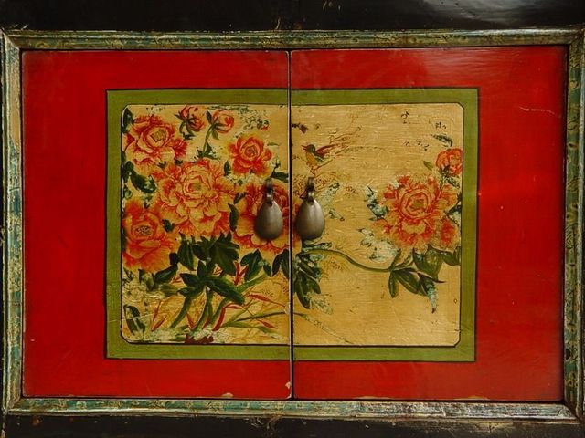 四抽四门五彩地柜|Painting low cabinet w/ 4 doors & 4 drawers
