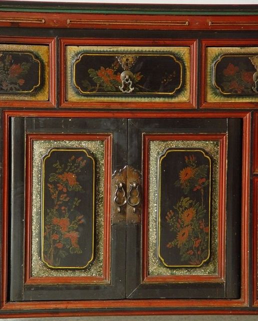 黑五彩三抽二门柜|cabinet