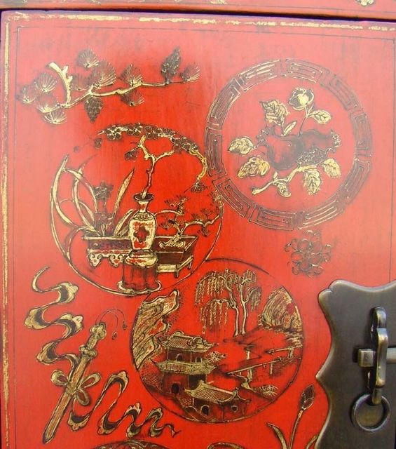 红描金小柜|Red &gilt small cabinet
