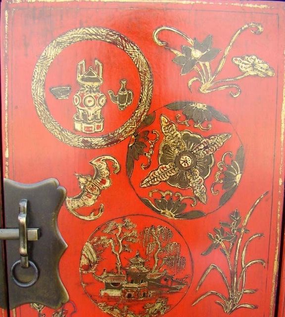 红描金小柜|Red &gilt small cabinet