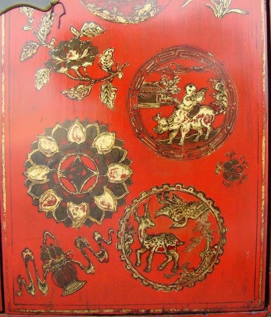 红描金小柜|Red &gilt small cabinet
