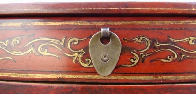 红描金二抽盒|red depicting a color box with two drawers