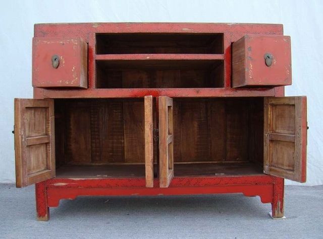 二抽四门描金柜工厂|depicts the color cabinet with two drawers and four gates
