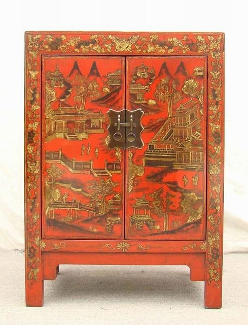 红描金小柜|Red &gilt small cabinet