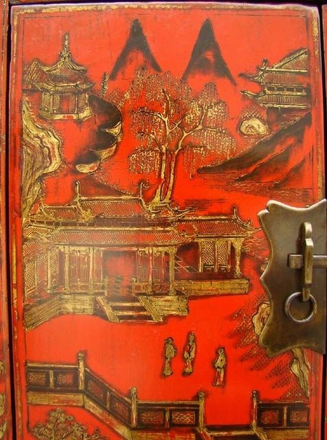 红描金小柜|Red &gilt small cabinet