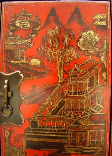 红描金小柜|Red &gilt small cabinet