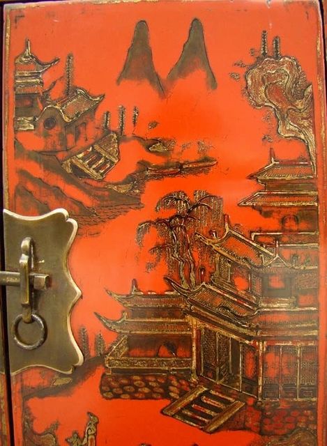 红描金小柜工厂|Red &gilt small cabinet