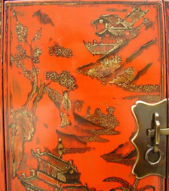 红描金小柜|Red &gilt small cabinet